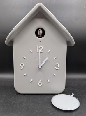NEW IN BOX Guzzini ''QQ'' Cuckoo Clock ''Home'' In Light Grey, Light Sensor
