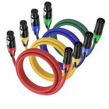 XLR Cable 10Ft 4 Packs - Premium Balanced Microphone Cable with 3-Pin XLR Male t