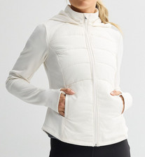 Tek Gear Women's Ivory Tusk Hooded Mixed-Media Jacket WT5FV202RS Size L/XL/XXL
