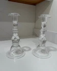 2 Steuben 7792 Teardrop Bubble Shafts Crystal Candlesticks Frederick Carder ~9''