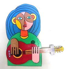 Picasso Style Rock Star 3D Wood Cutout Original Hand-Painted Wood Wall Art 22x20