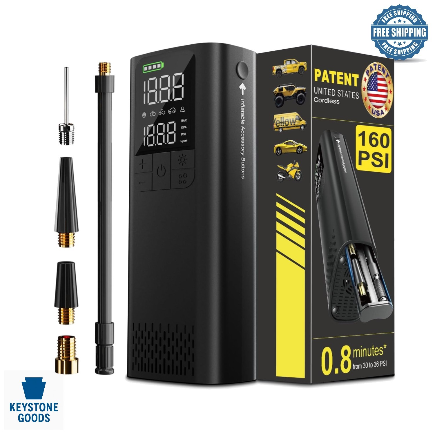 With Digital Pressure Gauge, Fast Inflation, Led...