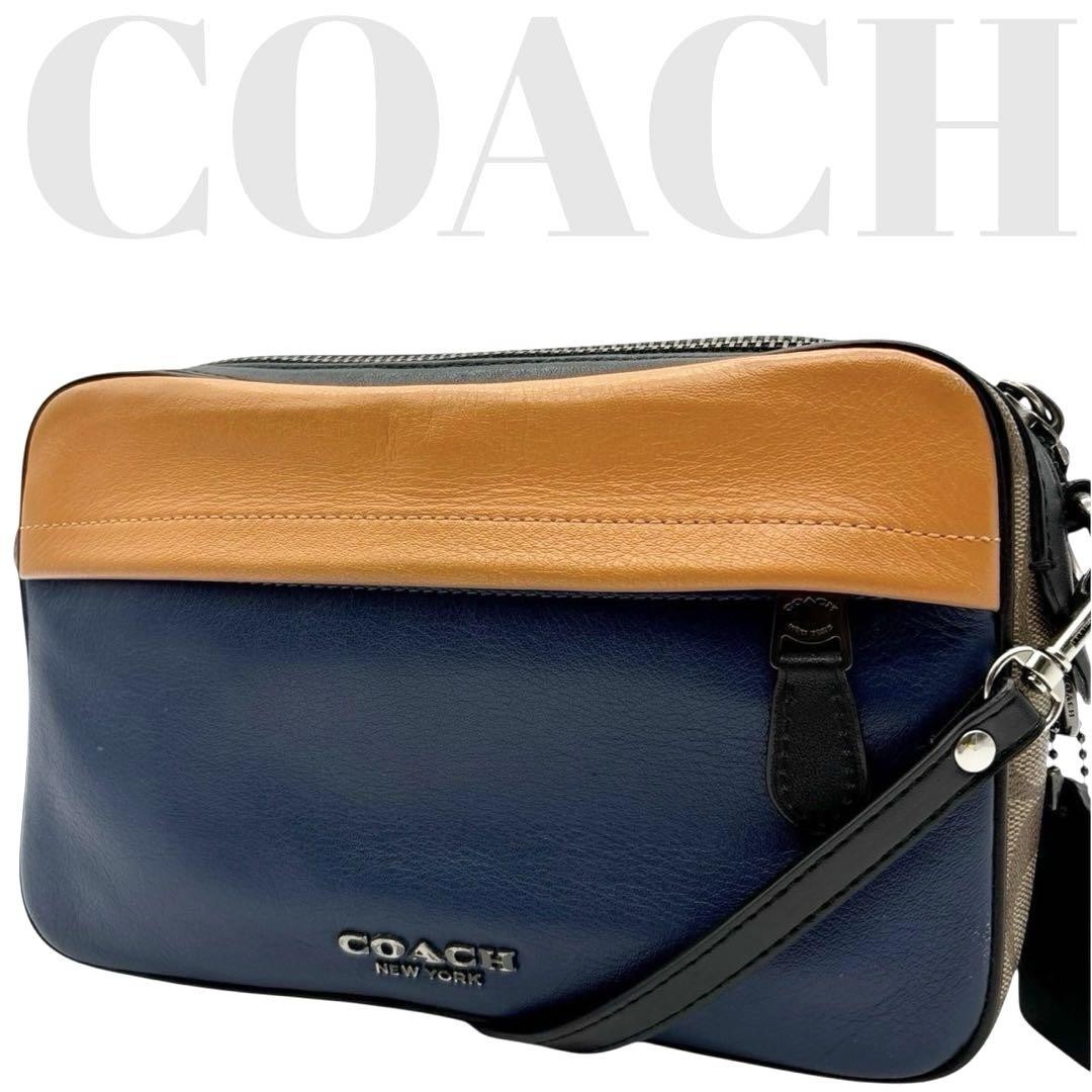 Coach Unisex Leather & PVC Crossbody Shoulder Camera Bag