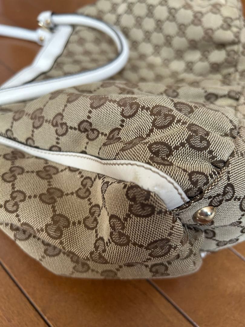 Gucci Tote Bag GG Pattern Beige Leather Large Authentic Excellent Condition thumbnail 8