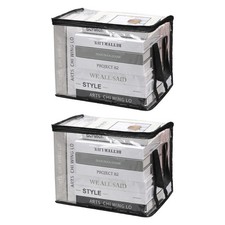 15x9.5x12.6in Clear Storage Bags, 2PCS Plastic Storage Bags with Zipper,L, Black