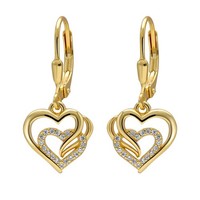 HäNgende Ohrringe 925 Silber Gold Herz OhrhäNger Geschenk Damen Freundin Mama