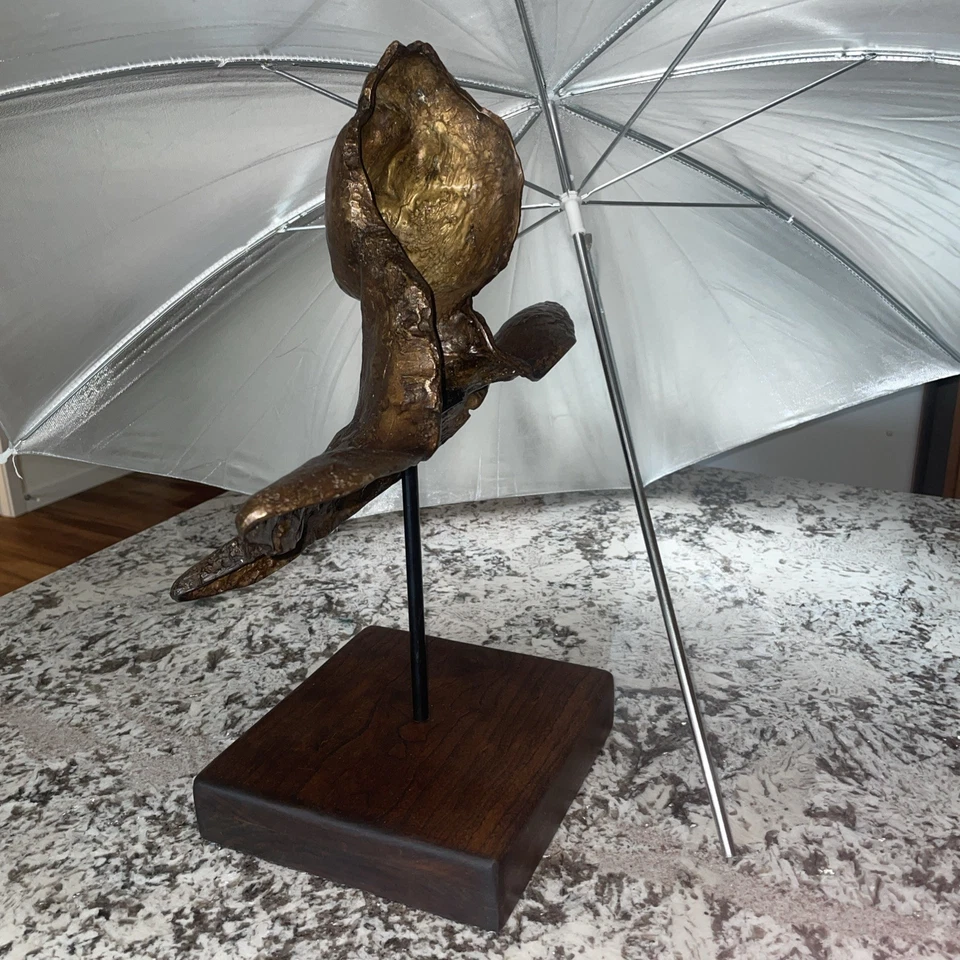 Art Deco Bronce De Busto De Mujer Sobre Bloque De Madera 18” X 18” X 8” ¡NUEVO! Foto 3 de 4