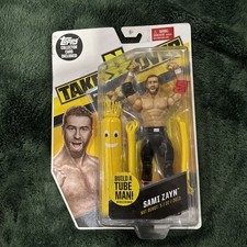 WWE NXT TAKE OVER SAMI ZAYN FIGURE + TOPPS COLLECTOR CARD AND BUILD A TUBE MAN.