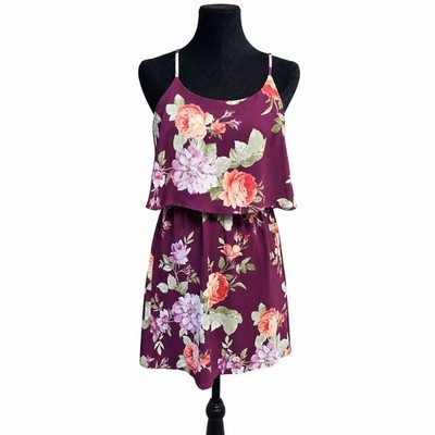Emerald Sundae Floral Overlay Mini Dress S NWT Tie Back Cottagecore