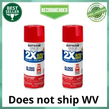 Rustoleum Gloss Apple Red Spray Paint 12 Oz. 2x Ultra Cover ( 2 PACK )