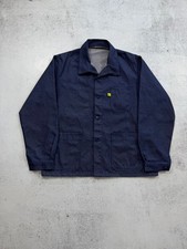 Vintage 1940/50s French Denim Indigo Blue Work Jacket Moleskin Chore Coat Size M