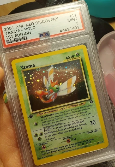 2001 POKEMON NEO DISCOVERY 1ST EDITION #17 YANMA-HOLO PSA 9