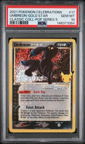 2021 POKEMON CELEBRATIONS CLASSIC COLLECTION #17 UMBREON-GOLD STAR PSA 10