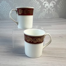 Vintage Elizabethan Fine China Burgundy Coffee Cups Gold Collectable Mugs