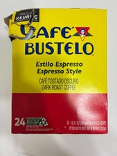 Cafe Bustelo Espresso Style Dark Roast Coffee, Keurig K Cup pods, 22 Count Box.