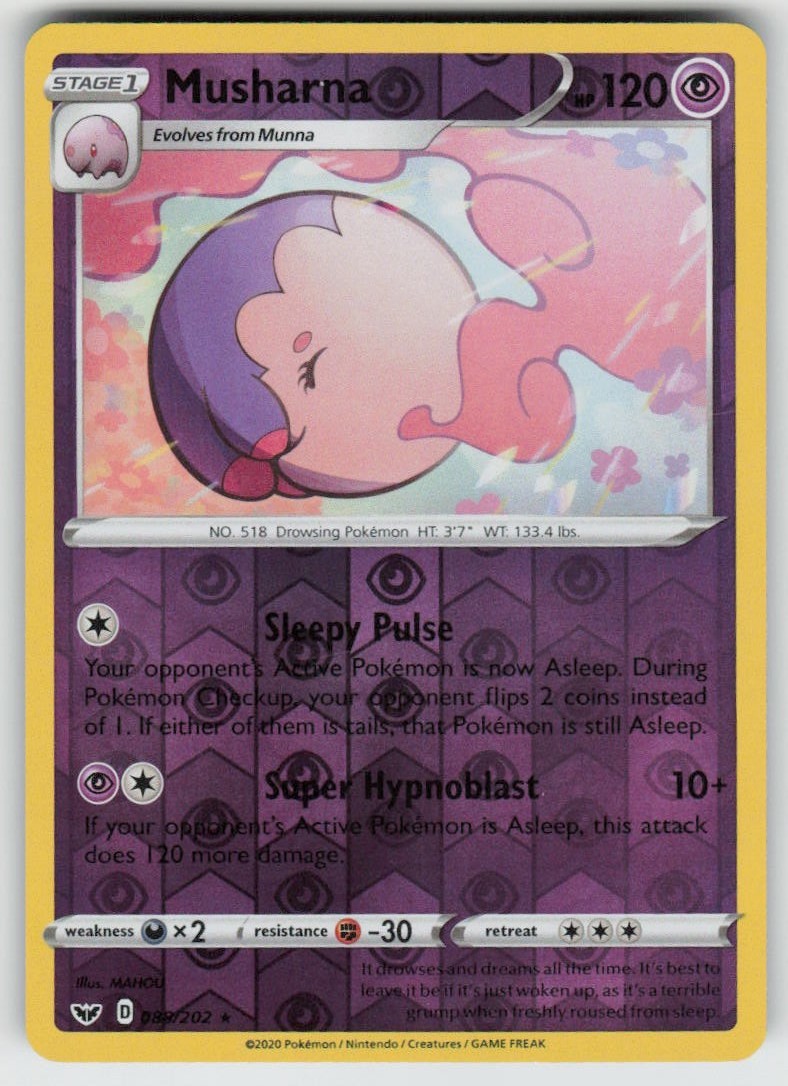 PO-04 Reverse Holo Musharna 088/202 Rare SWSH01: Sword & Shield Base Set NM