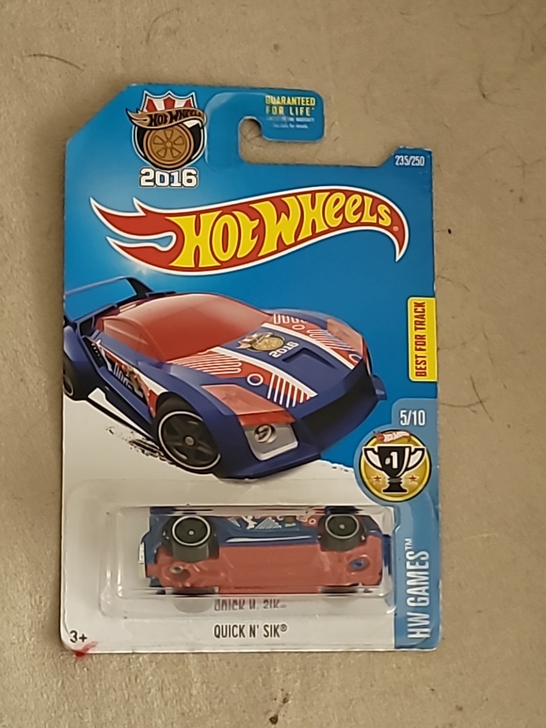 2016 Hot Wheels #235 HW Games 5/10 QUICK N' SIK Dark Blue w/Black Pr5 Spokes