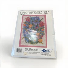 National Yarn Crafts Rug Latch Hook Kit Floral Cameo R801 NEW Sealed 20 x 27
