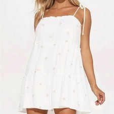 Fashion Nova Cream Tiered Mini Dress