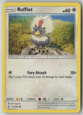 Rufflet 177/236 Pokemon Cosmic Eclipse Common Lightly Played (LP) 2