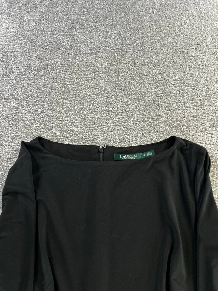 Lauren Ralph Lauren Dress Womens 12 Black Ivory Bluoson Midi - Image 2 of 4