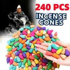 240pcs Big Backflow Incense Burner Cones Flower Flavor Smoke Bullet Cone USA