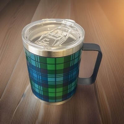 DOUBLE WALL VACUUM INSULATED COFFEE TEA MUG CUP TUMBLER WITH A SIP SNAP-ON LID