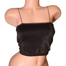 Intimately Free People Shimmer On Cami XS/S Black Gold Metallic Strappy