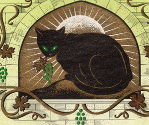 1969 Zeller Schwarze Katz German Wine Bottle Label Black Cat