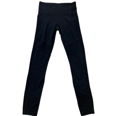 Athleta Moto Black High Rise Pocket Leggings Athletic Activewear Workout Pants
