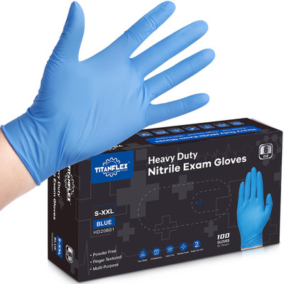 Titanflex Nitrile Exam Gloves Blue 6-Mil Large Of 100 Heavy Duty Nitrile Gloves