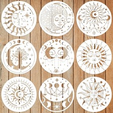 9pcs Reusable Mandala Sun  Moon Stencils for Painting Crafts  Home Decor