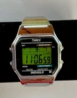 Vintage Timex Indiglo Mens Stainless Steel Multifunction Digital Watch Alarm