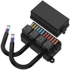 Relay Box 12V Fuse Relay Box Pre-Wired Fuse Block with 4 Relays and 12 Way AT...