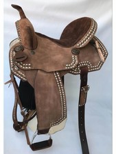 Western Barrel Racing Saddle Genuine Leather 12  18"  Hand Tooled Premium Trail