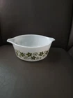 Pyrex Casserole 1 1/2Pint  Crazy Daisy Spring Blossom Green on White No Lid #472