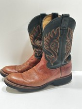 Justin Tekno Crepe 5025 Western Cowboy Boots Men's 10.5D USA Made Cognac/green