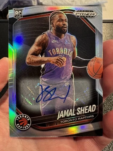 2024-25 Prizm Black Jamal Shead Auto RC Silver Prizms Rookie #210 Raptors