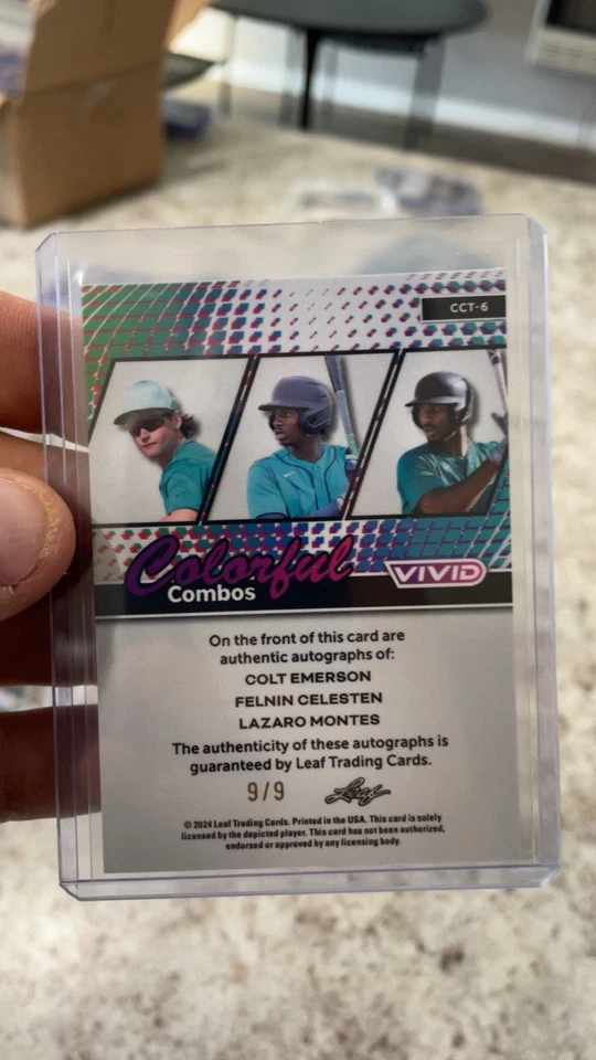 2024 Leaf Vivid Autographs Celesten/Emerson/Montes Triple Auto Mariners - Image 2 of 2