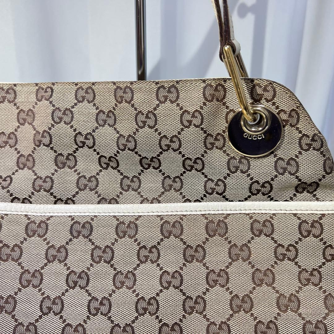 GUCCI GG Canvas Tote Bag Shoulder Bag Beige Authentic Vintage thumbnail 17