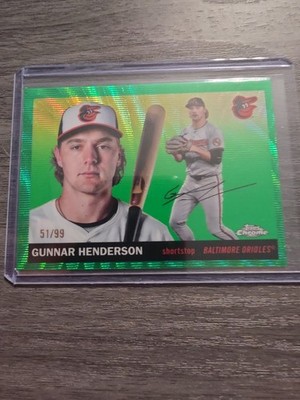 2025 Topps Chrome Platinum Gunnar Henderson Green #96 Wave Refractor /99 Orioles