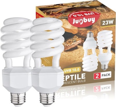 UVB Reptile Light Bulb 10.0, 23W UV Spiral Compact Florescent UVB10.0, White 