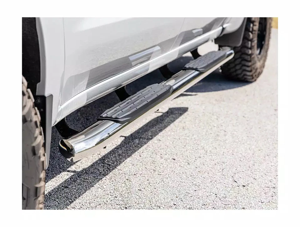 Ionic 5" Stainless Curved Nerf Bars Fit 07-18 Slvrd/Sra 1500,07-19 2500/3500 Reg Foto 4 de 4