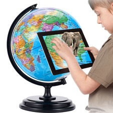Large 3D World Globe Earth Ocean Rotating World Map Geography w/ Stand Desktop