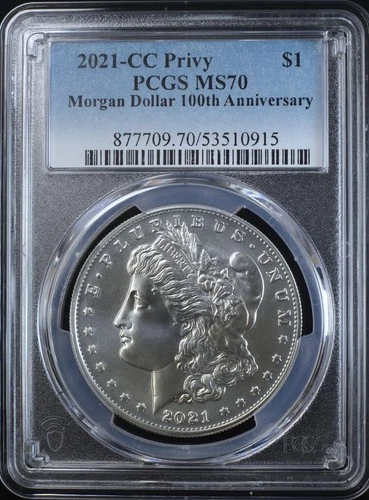 2021-CC PRIVY MORGAN DOLLAR $1 PCGS MS70 - 100TH ANNIVERSARY (PQ287)