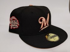 Milwaukee Brewers New Era 59fifty Cap 2002 All Star Game Patch Sz 7 5/8 Black 