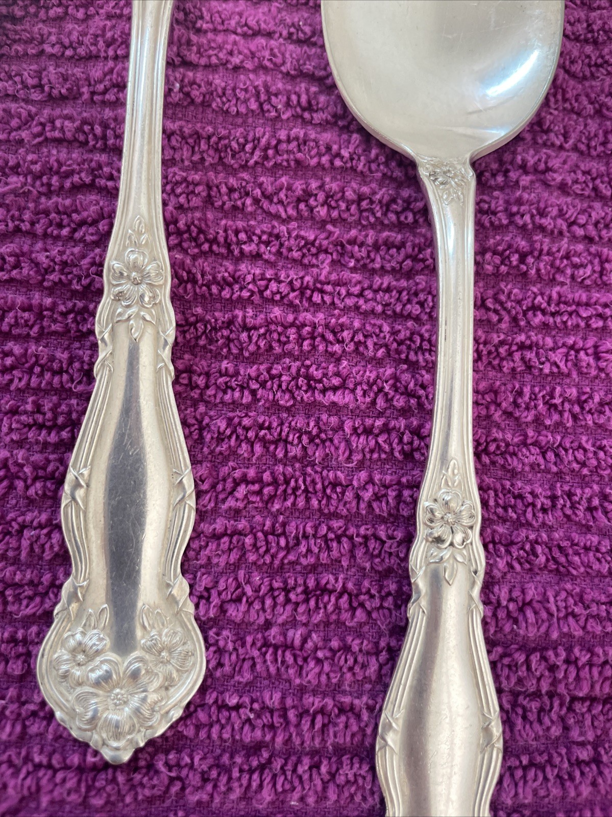 3 Silver plated William Rogers  & Son AA Large Serving Spoons ARBUTUS 1908 Vtg