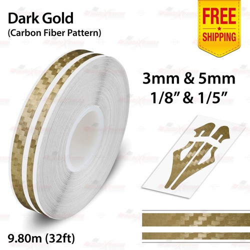 PinStriping Stripe Adhesive Tape Styling Vinyl Sticker CARBON FIBER DARK GOLD - Picture 15 of 27