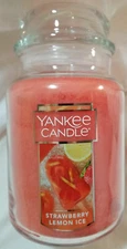 Yankee Candle STRAWBERRY LEMON ICE Large Jar 22 Oz Pink Housewarmer New Wax
