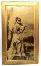 September Days Antique Crystoleum Reverse Print on Glass Lovely Lady outdoors